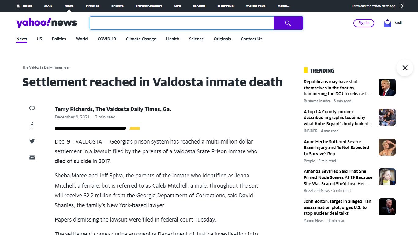 Settlement reached in Valdosta inmate death