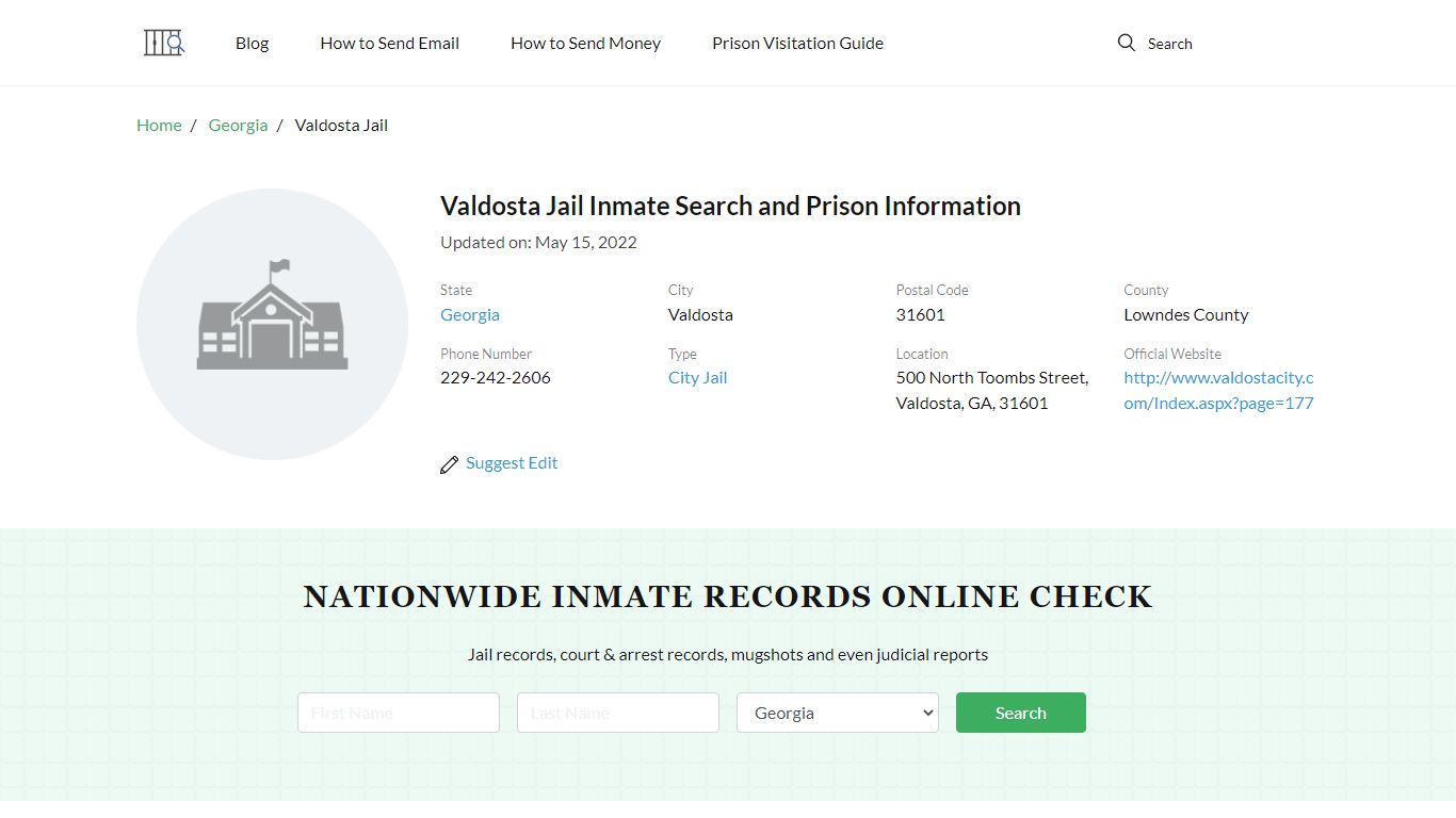 Valdosta Jail Inmate Search, Visitation, Phone no ...